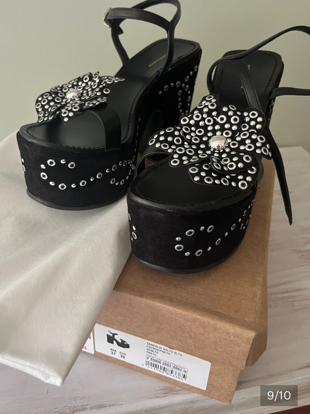 By Anthropologie Studded Flower Platform Heel - Picture 8 of 9